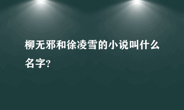 柳无邪和徐凌雪的小说叫什么名字?
