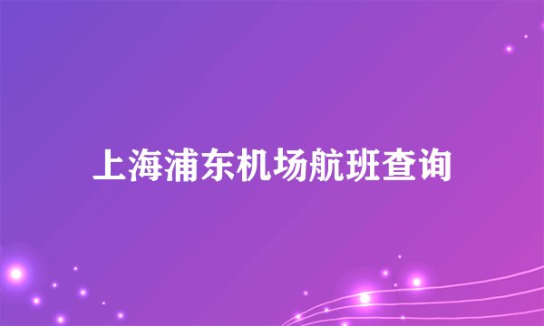 上海浦东机场航班查询