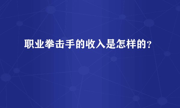 职业拳击手的收入是怎样的？