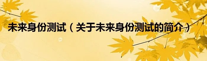 未来身份测试（关于未来身份测试的简介）