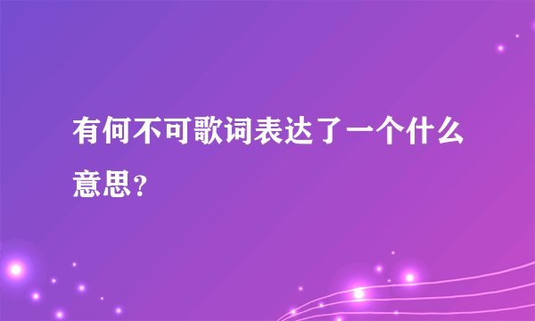 有何不可歌词表达了一个什么意思？