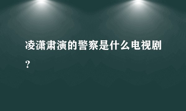凌潇肃演的警察是什么电视剧？