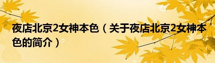 夜店北京2女神本色（关于夜店北京2女神本色的简介）
