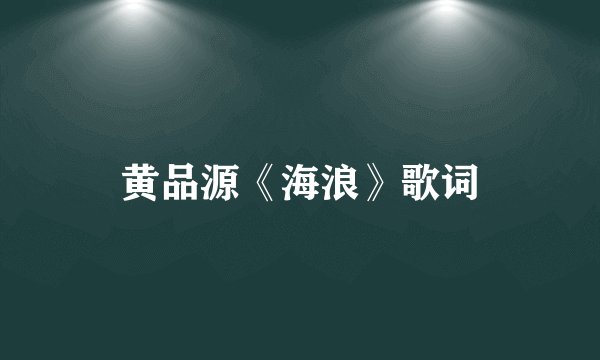 黄品源《海浪》歌词