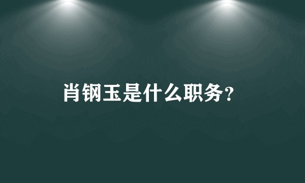 肖钢玉是什么职务？