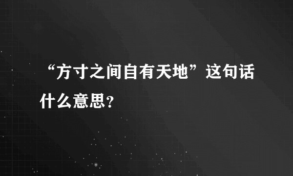 “方寸之间自有天地”这句话什么意思？