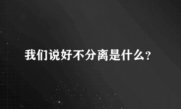 我们说好不分离是什么?