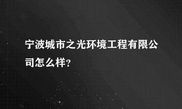 宁波城市之光环境工程有限公司怎么样？