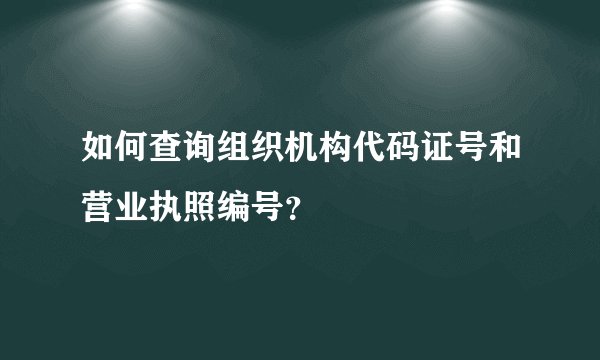 如何查询组织机构代码证号和营业执照编号?