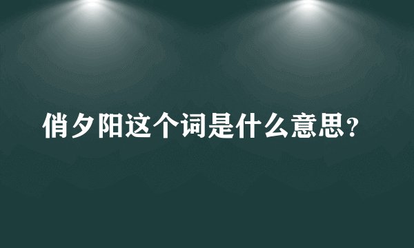 俏夕阳这个词是什么意思？