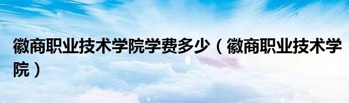 徽商职业技术学院学费多少(徽商职业技术学院)