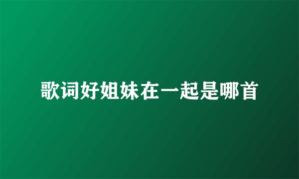 歌词好姐妹在一起是哪首
