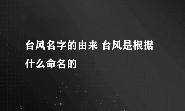 台风名字的由来 台风是根据什么命名的