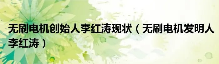 无刷电机创始人李红涛现状（无刷电机发明人李红涛）