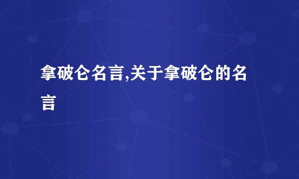 拿破仑名言,关于拿破仑的名言
