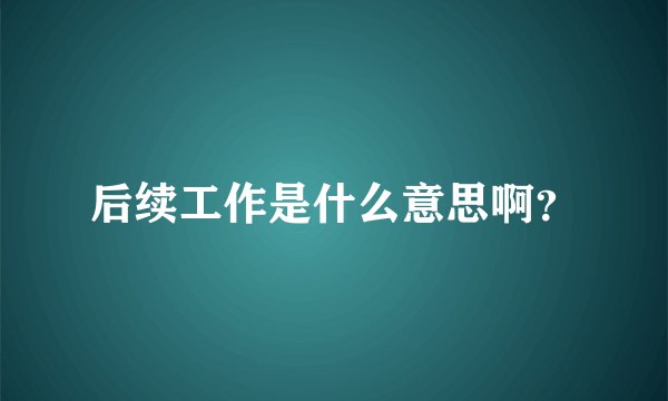 后续工作是什么意思啊？