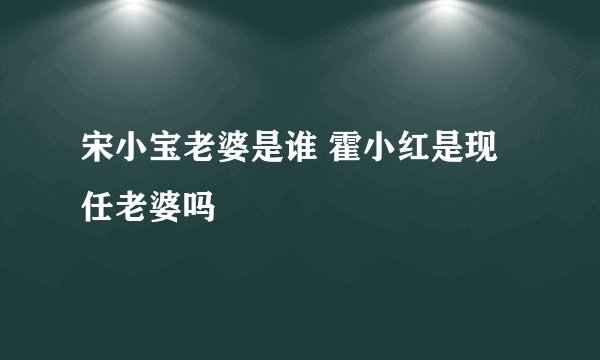 宋小宝老婆是谁 霍小红是现任老婆吗