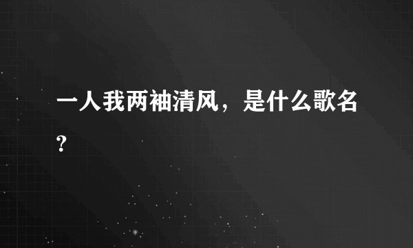 一人我两袖清风，是什么歌名？