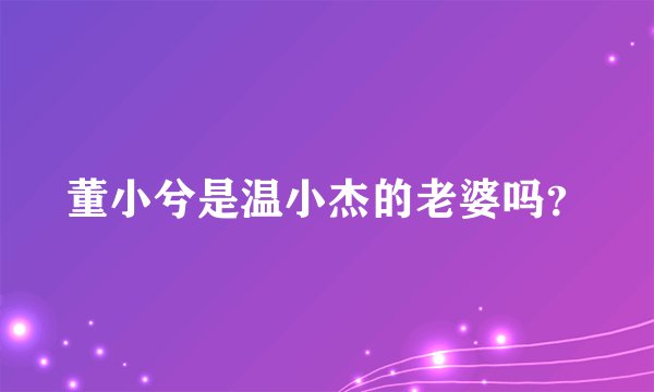 董小兮是温小杰的老婆吗？