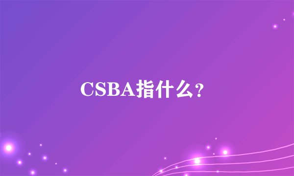 CSBA指什么？
