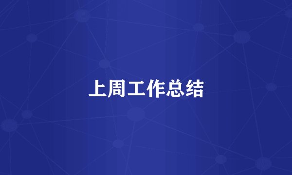 上周工作总结