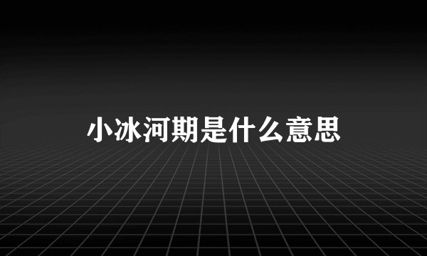 小冰河期是什么意思