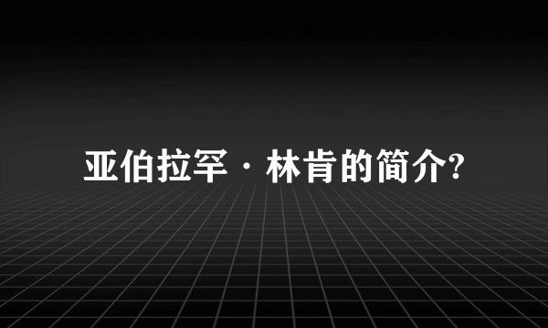 亚伯拉罕·林肯的简介?