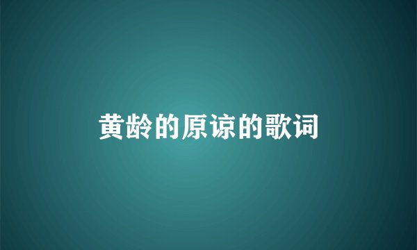 黄龄的原谅的歌词