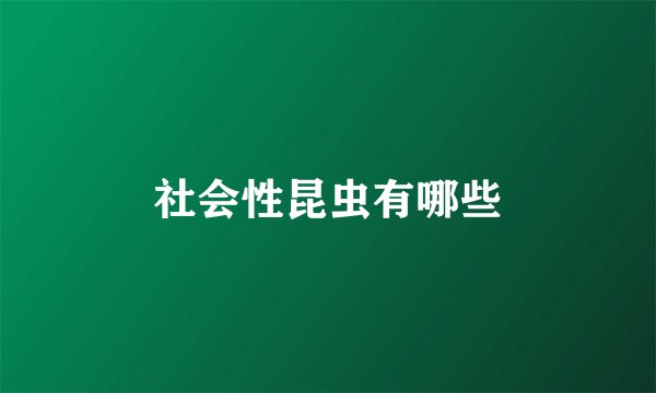 社会性昆虫有哪些