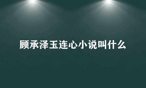 顾承泽玉连心小说叫什么