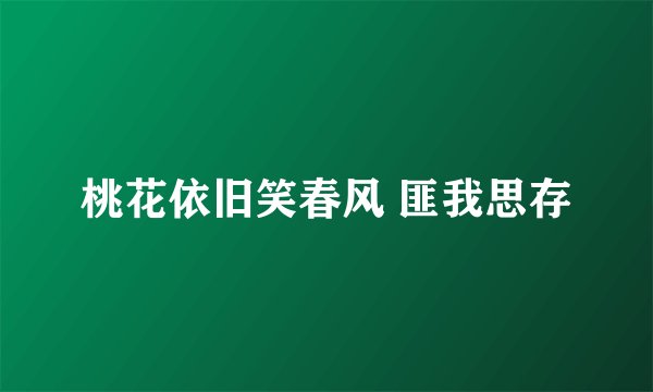 桃花依旧笑春风 匪我思存