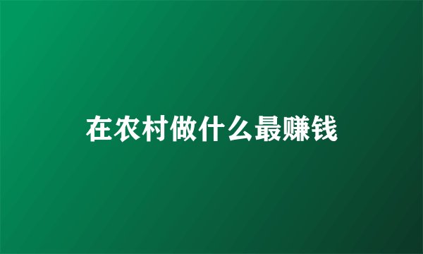 在农村做什么最赚钱