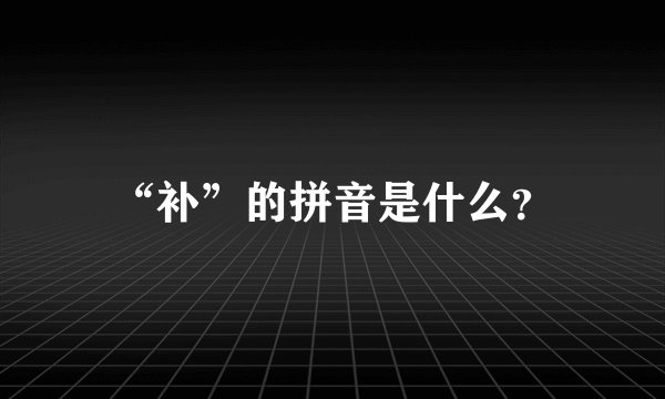 “补”的拼音是什么？