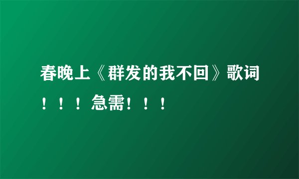 春晚上《群发的我不回》歌词！！！急需！！！
