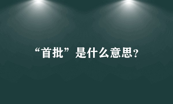 “首批”是什么意思？