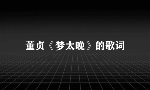 董贞《梦太晚》的歌词