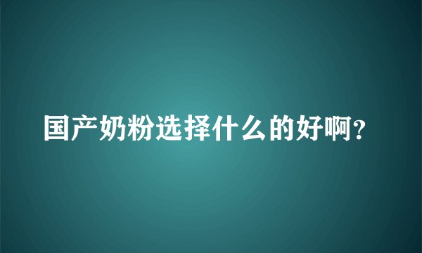 国产奶粉选择什么的好啊？