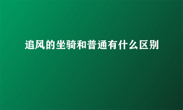 追风的坐骑和普通有什么区别