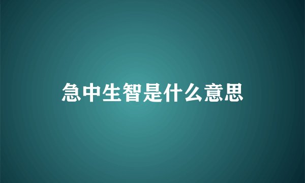 急中生智是什么意思