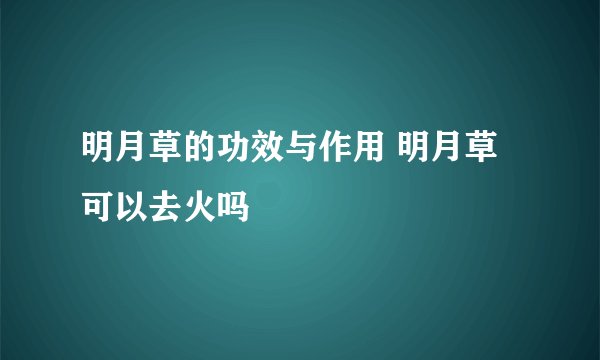 明月草的功效与作用 明月草可以去火吗