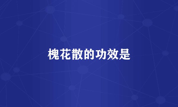 槐花散的功效是