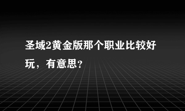 圣域2黄金版那个职业比较好玩，有意思？