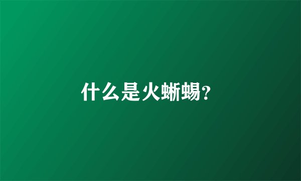 什么是火蜥蜴？
