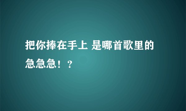 把你捧在手上 是哪首歌里的急急急!?