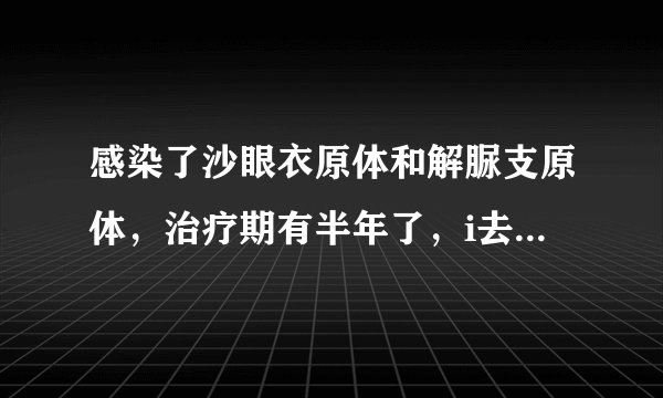 感染了沙眼衣原体和解脲支原体,治疗期有半年了,i去北京藏医院,治疗了一疗程,又是微波,半导体,冲洗,..