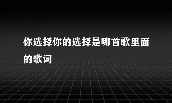 你选择你的选择是哪首歌里面的歌词