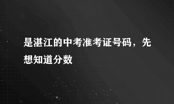 是湛江的中考准考证号码，先想知道分数