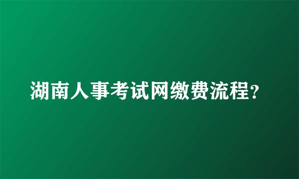 湖南人事考试网缴费流程？