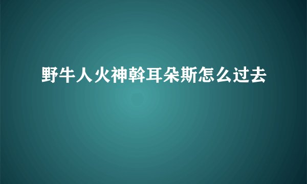 野牛人火神斡耳朵斯怎么过去