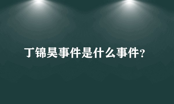 丁锦昊事件是什么事件？